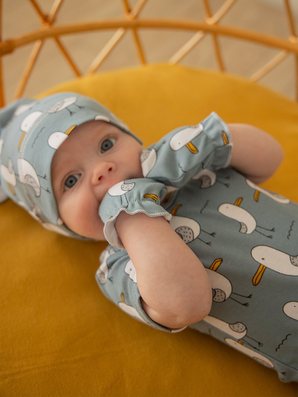 Рукавички антицарапки Mjölk Чайки/Звёзды/Горчичный желтый сет из 3х пар