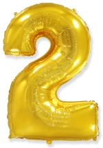 Цифра «2» золотая с гелием в магазине «Склад Шаров»