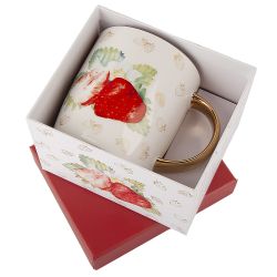 Кружка "Фруктовый сад.Клубника" v=350мл (фарфор) (подарочная упаковка)