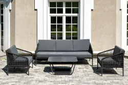 "Канны" лаунж-зона 5-местная плетеная из роупа (веревки), цвет темно-серый