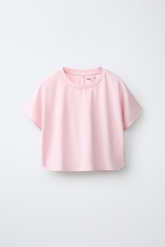 ZARA СПОРТИВНАЯ ФУТБОЛКА СВОБОДНОГО КРОЯ, РОЗОВЫЙ