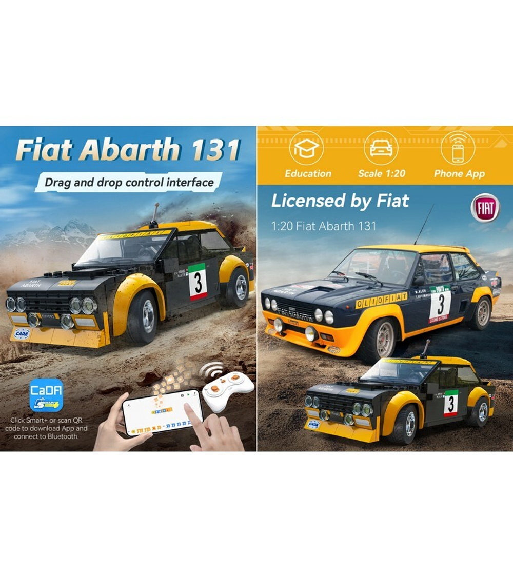 Радиоуправляемый конструктор CaDA спортивная машинка Fiat Abarth 131 1/24 (216 деталей)