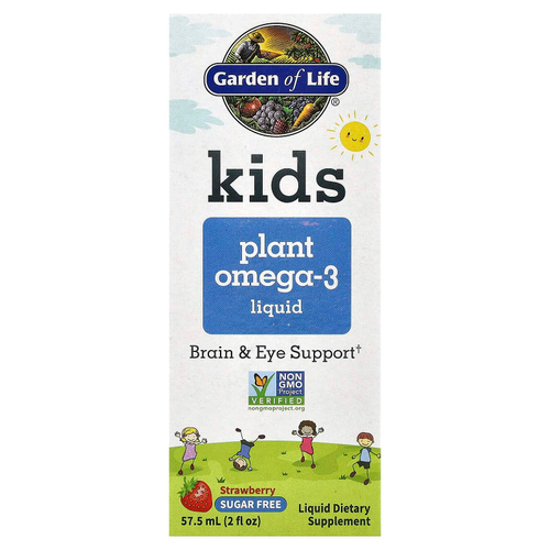 Garden of Life, Kids Plant Omega-3 Liquid, клубника, 57,5 мл (2 жидк. унц.)