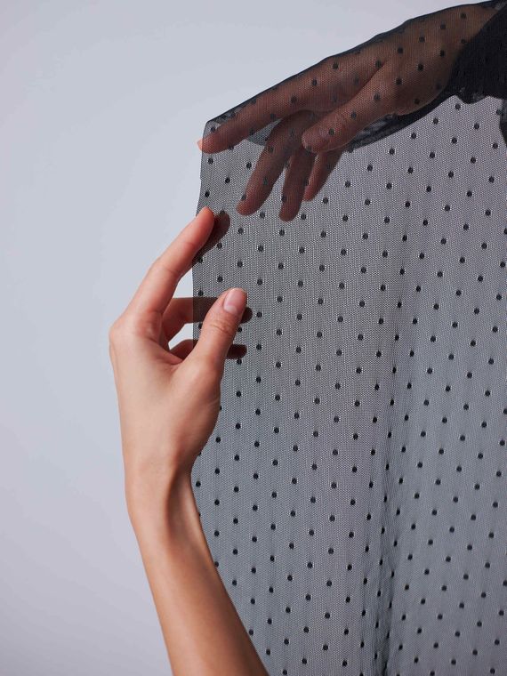 Сетка эластичная, Горох, черный 170