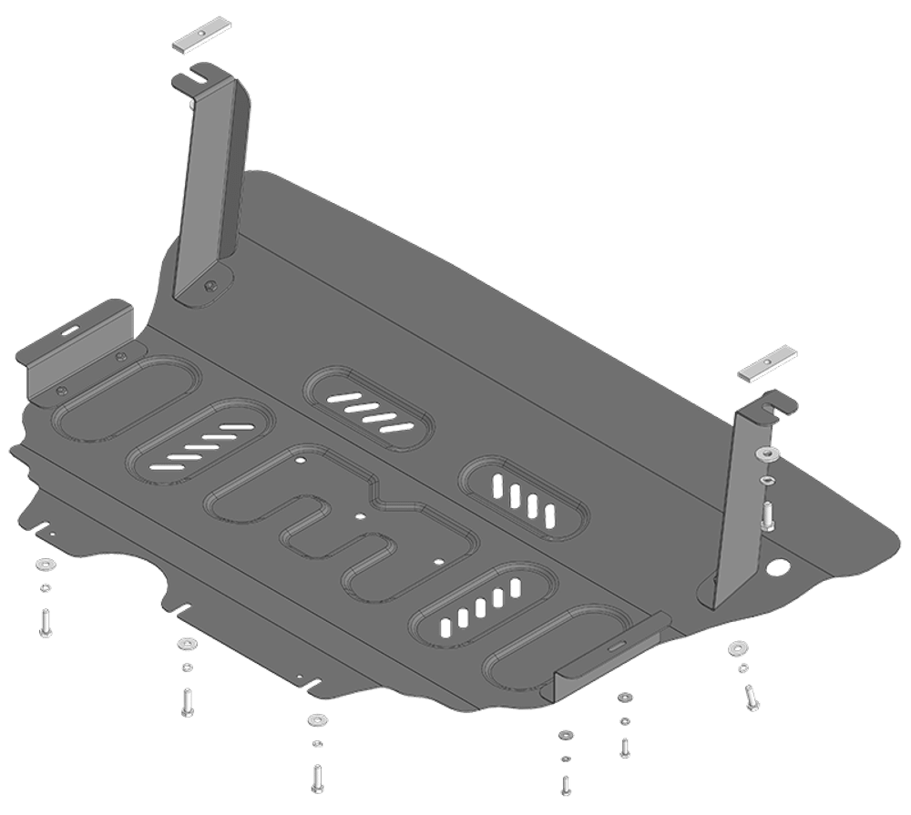 Защита картера двигателя, КПП. 2 мм, Сталь. для Skoda Karoq 2022-н.в., Motodor.72305