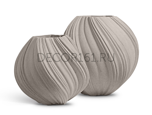 Кашпо-ваза TREEZ Effectory Dune Сферическая Дизайн-ваза Белый песок д-65 см, в-60 см 1/1 41.33-16-23-108-BE-65