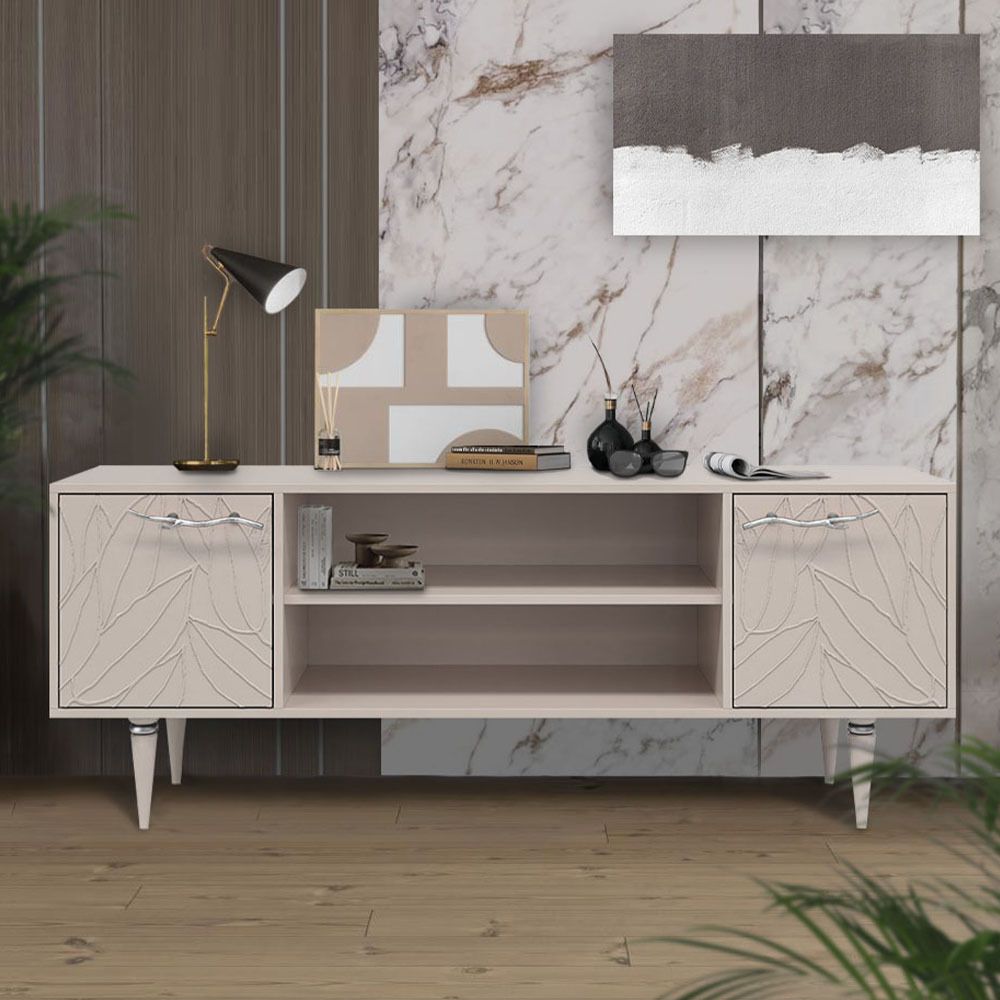 Тумба под ТВ Арт Колор leaves 155см Классик Сильвер Серый агат