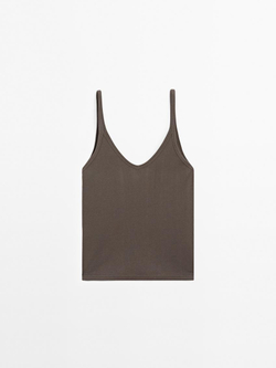 Massimo Dutti Топ из 100% хлопка, коричневый