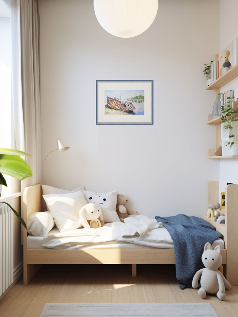 Картина авторская акварельная в паспарту 30х40 см на стену для интерьера "Последний причал"