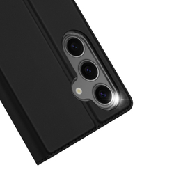 Чехол книжка из PU кожи черного цвета от Dux Ducis для Samsung Galaxy S24 FE, серия Skin Pro Series Case