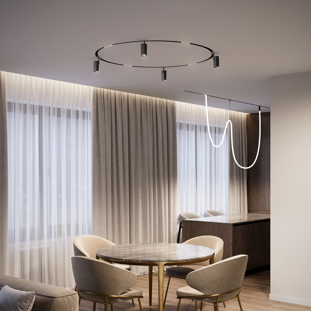 Slim Magnetic Трековый светильник для радиусного шинопровода 12W 4200K Comfi чёрный Ø 1200мм 85189/01