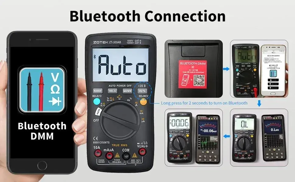 ZT-300AB ZOYI интеллектуальный мультиметр с функцией Bluetooth поиск проводки
