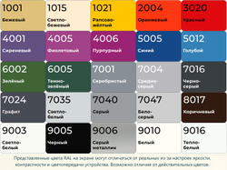 Цвета по каталогу RAL