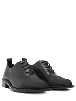 Женские комбинированные туфли чёрные со шнурками