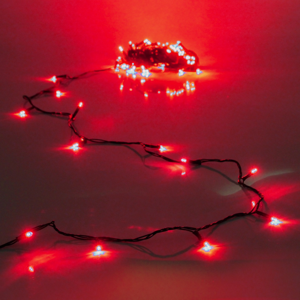 Гирлянда для дома 3,5м 36 ламп LED зелёный пров.,8 реж, IP-20, Красный