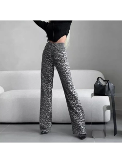 Джинсы леопардовые