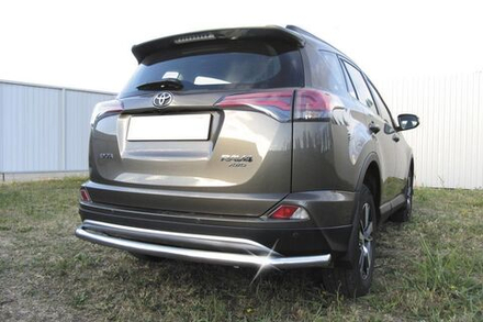 Защита заднего бампера (нержавейка) Toyota Rav-4 (2015-2019) d57 длинная