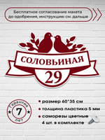 Адресная табличка с птицами, 60х35 см.