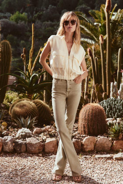 ZARA ДЖИНСЫ Z1975 FLARE С ВЫСОКОЙ ПОСАДКОЙ, ПЕСОЧНЫЙ