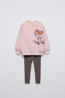 ZARA КОМПЛЕКТ ИЗ МЯГКОЙ ТКАНИ С ПРИНТОМ SKYE PAW PATROL ™, ТЕЛЕСНО-РОЗОВЫЙ