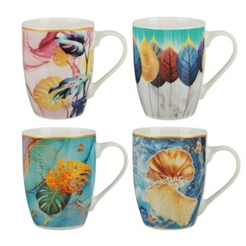 Пальметта кружка 340 мл, фарфор, 4 дизайна