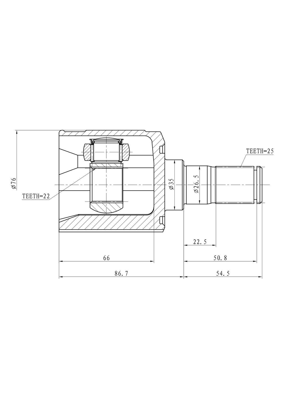 ШРУС внутренний L=R  HYUNDAI Accent GANZ GIK04024