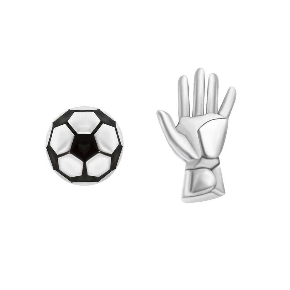 "Футбол" серьги в серебряном покрытии из коллекции "Olympic" от Jenavi с замком пусеты
