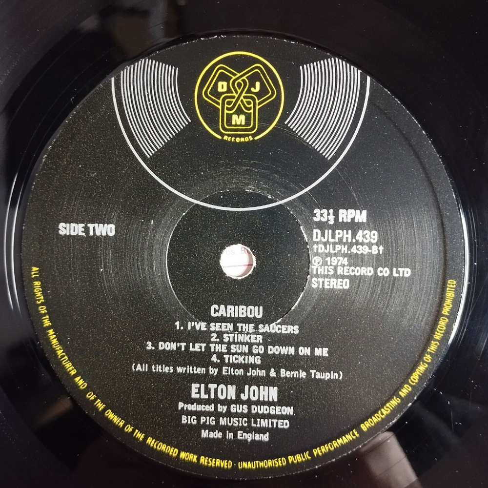 Винтажная виниловая пластинка LP Elton John Caribou (UK 1974)