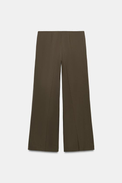 ZARA СВОБОДНЫЕ БРЮКИ В ПИЖАМНОМ СТИЛЕ — ZW COLLECTION, СЕРО-КОРИЧНЕВЫЙ