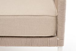 "Канны" левый модуль плетеный из роупа, каркас алюминий белый муар, роуп бежевый круглый, ткань бежевая 15052