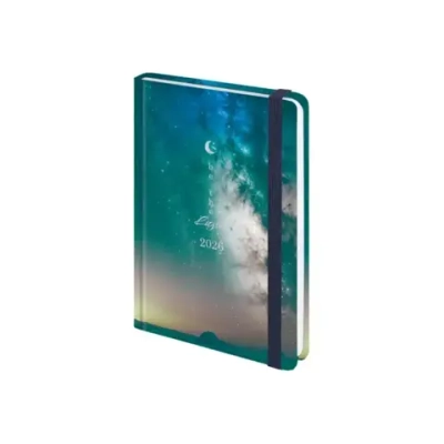 Ежедневник датированный 2026 с резинкой 145х203 мм, А5, BRAUBERG твердый, фольга, "Млечный путь", 117345