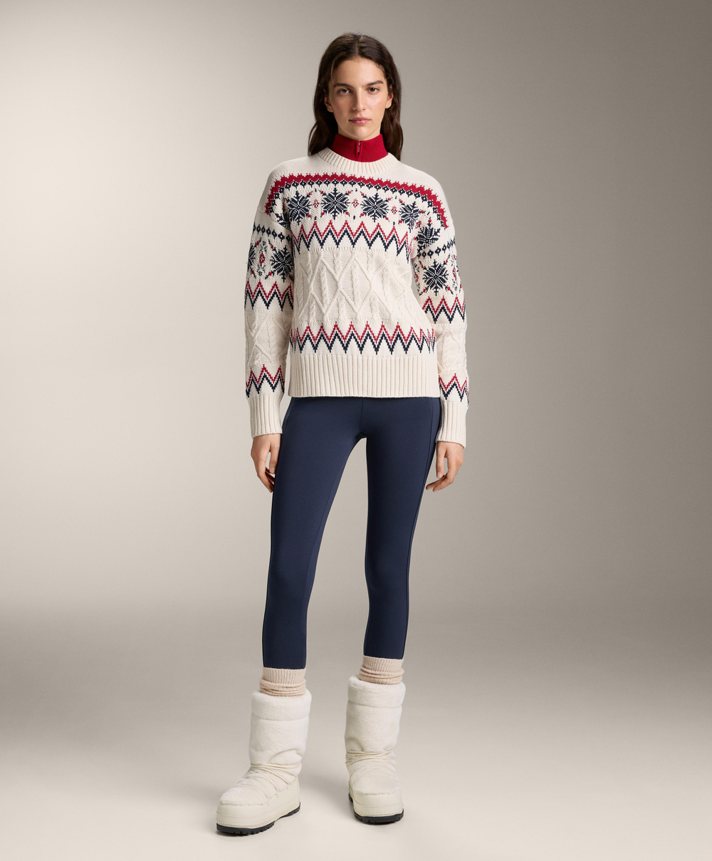 Oysho Вязаный свитер «Снежинки», экрю