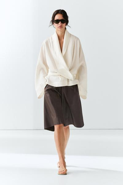 Massimo Dutti Длинные шорты из кожи наппа, коричневый