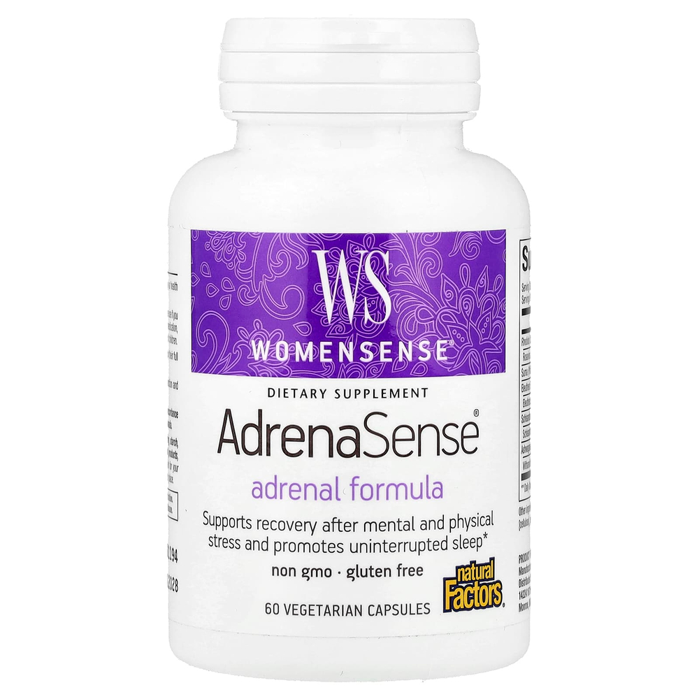 Natural Factors, Womensense®, AdrenaSense®, формула для поддержки надпочечников, 60 вегетарианских капсул