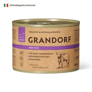Консервы GRANDORF Dog Beef для собак, паштет из говядины