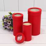 Коробка Ювелирная 9.5х18 см Набор 3 шт с окошком (Красный)