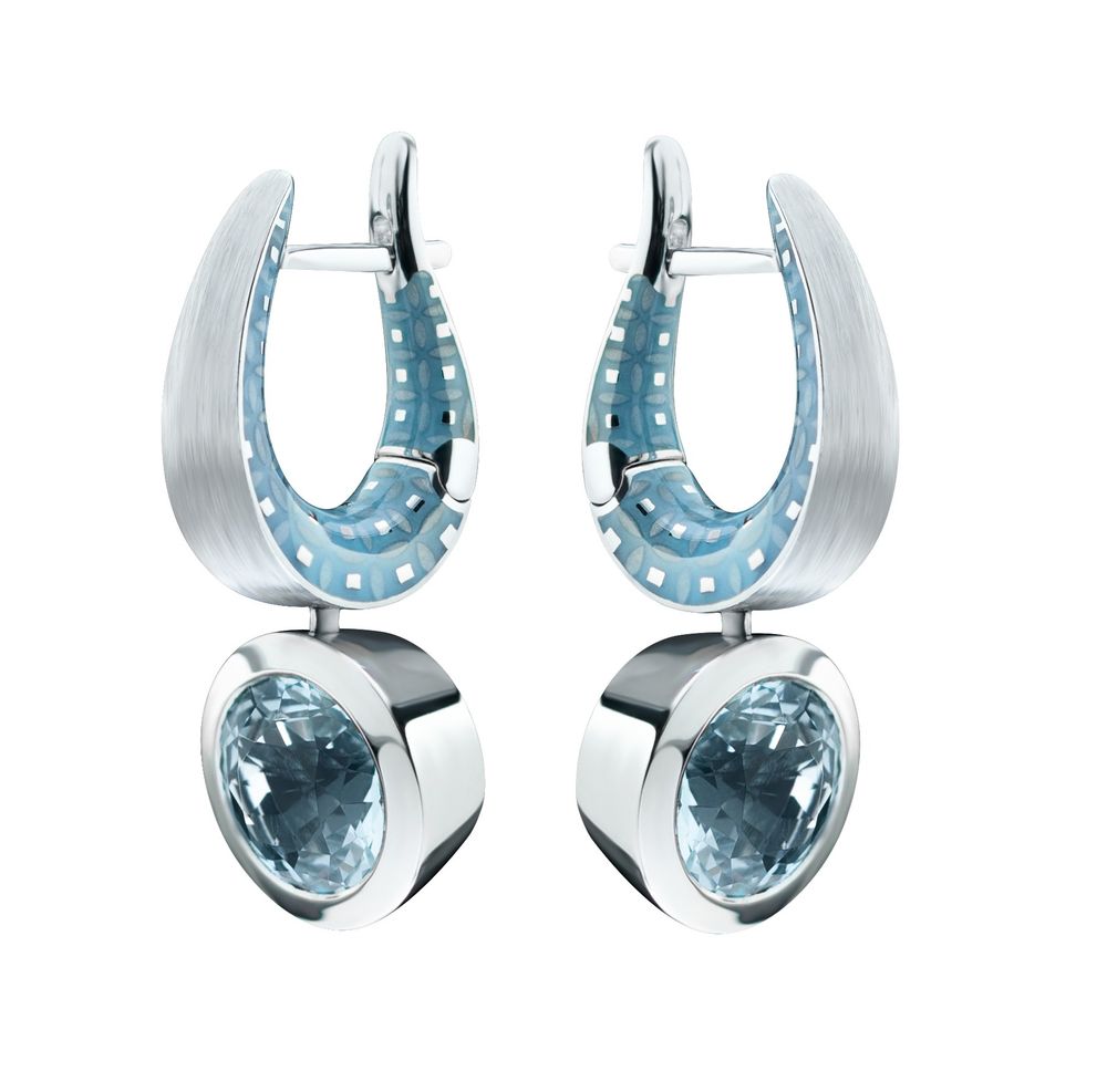 Серьги с Топазом Sky, Эмаль, E0178-22/18