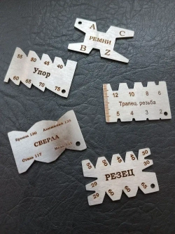 Шаблон заточки резцов и сверл 5 штук набор брелков