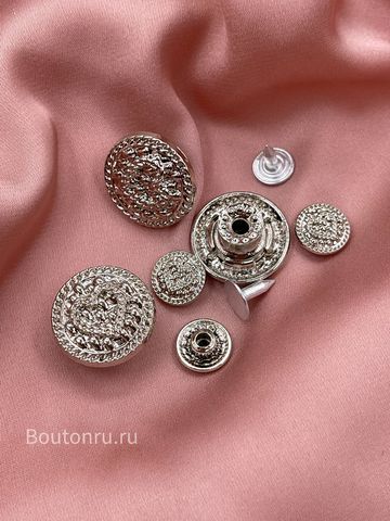 Пуговицы установочные серебристые с сердцем комплект