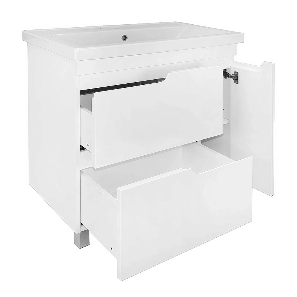 Комплект Тумба Azario KANTRI 80/2Н 800х460х870 напольная, с раковиной Фостер 80, белый глянец (CS00097254)