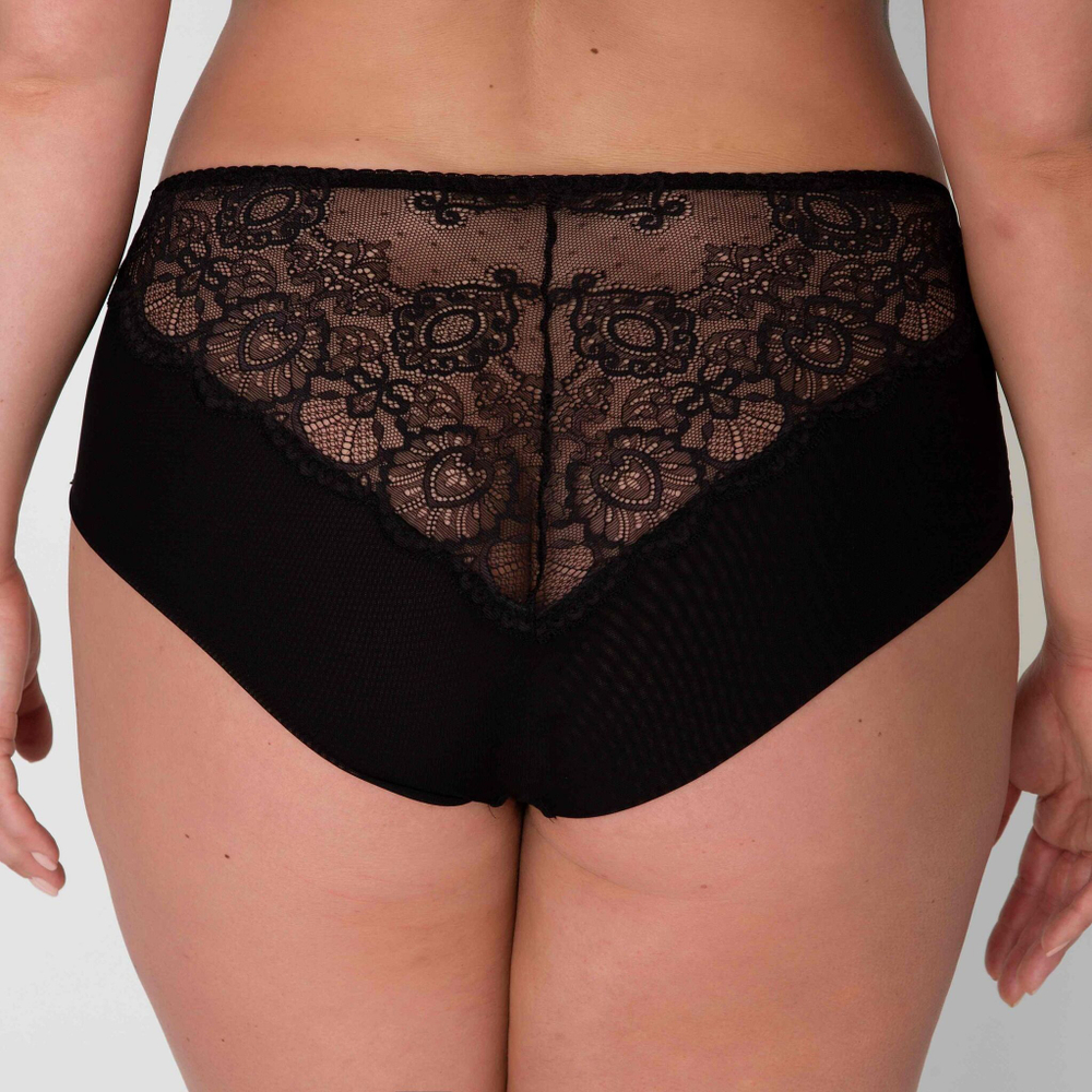 Женские трусики-слипы из гипюра с цветочным рисунком (Размер: L) (Цвет: черный)