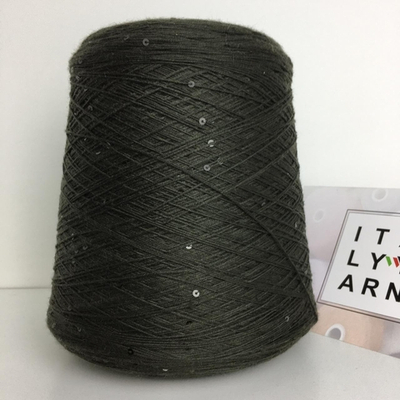 GTI; 70% меринос, 30% кашемир, пайетки; 500м/100гр; цвет: темный хаки с пайетками в цвет пряжи. Есть мал. бобинка 86гр; S722