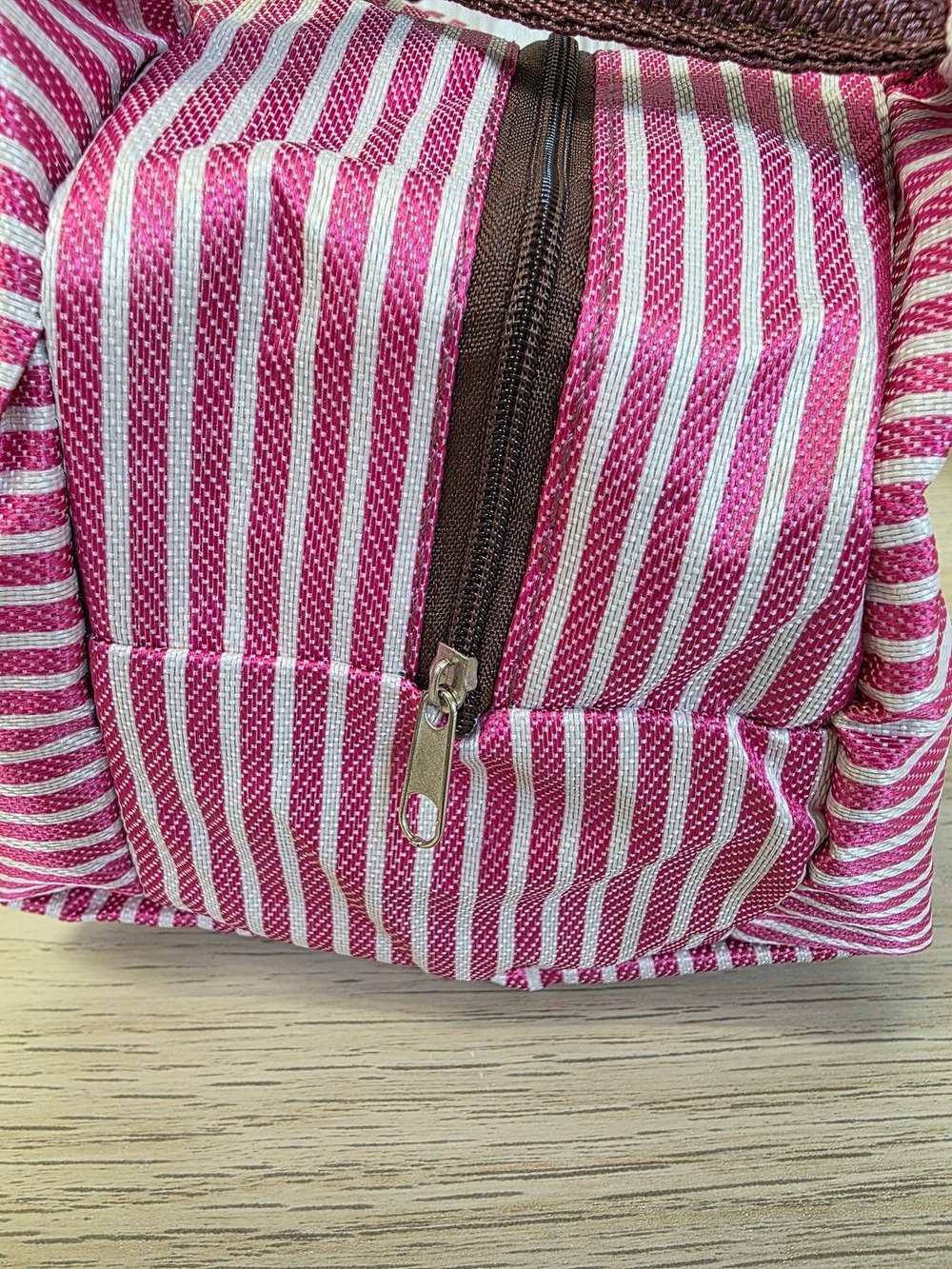 Термосумка для обеда, розовая в полоску 0331-4