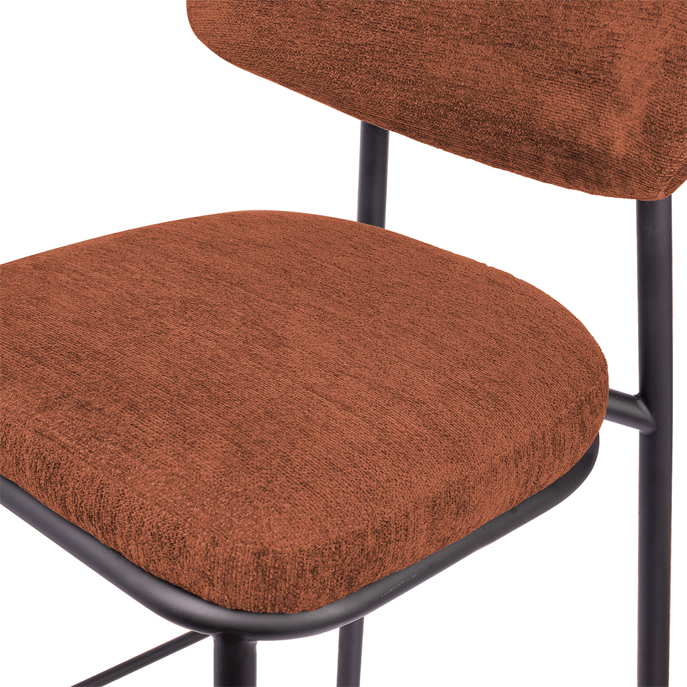 Стул полубарный Lucas 2 терракотовый шенилл с чёрными ножками