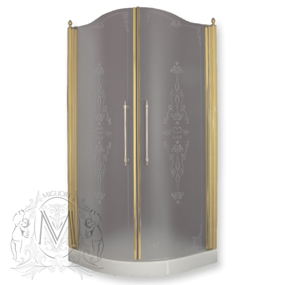 Душевая ограждения Migliore Diadema 90см. ML.DDM-22.790.ST 2 распашные двери, стекло матовое с декором