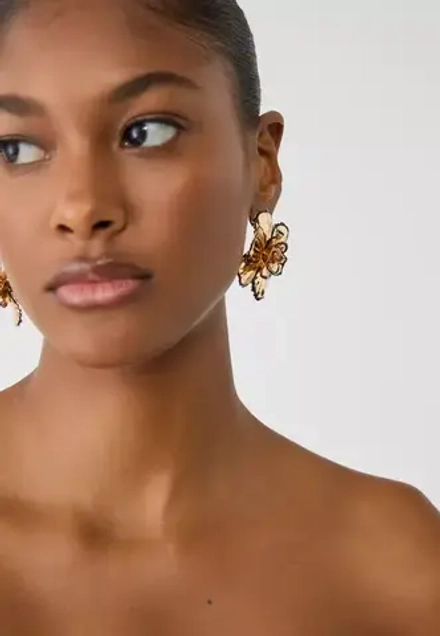 STRADIVARIUS Контрастные металлические серьги в виде цветов, золотой