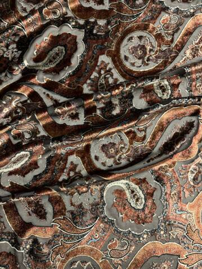 Шелк с вискозой деворе Etro черный с коричнево-розовым дизайнерским узором