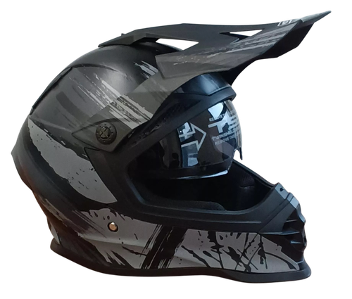 Шлем кроссовый взрослый MOTAX глянцево-чёрный-серый (G3) M(58) HF 800