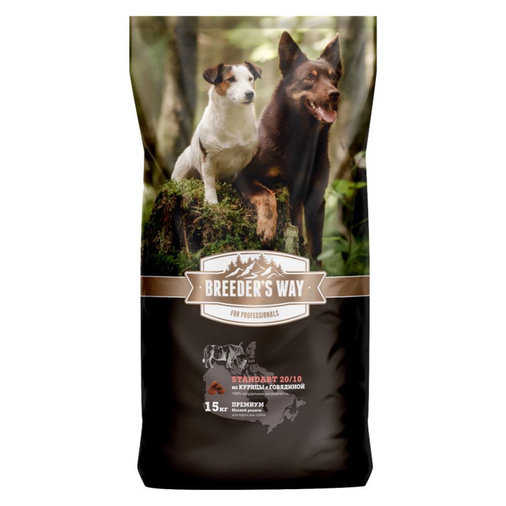 Зоогурман «Breeder's way» Standard 20/10 сухой корм для взрослых собак курица с говядиной 2,2 кг
