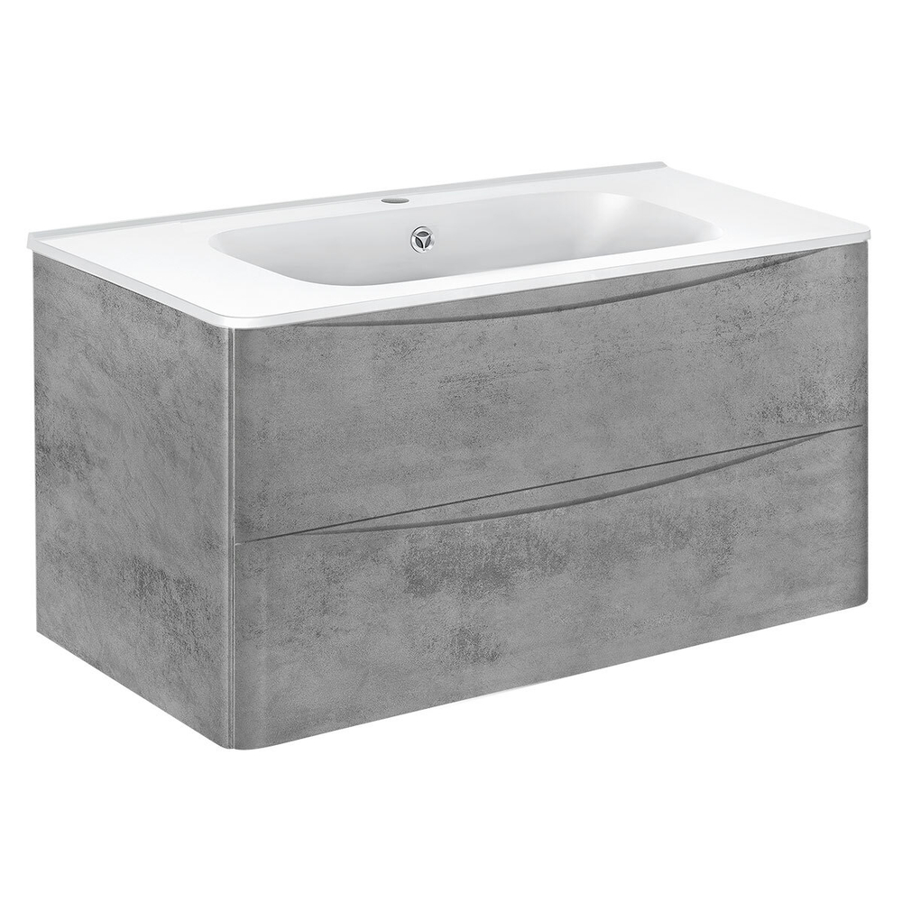 База под раковину Paola 1000 подвесная, 2 выкатных ящика soft close, Beton